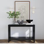 Petter Rectangular Solid Mindi Wood Console Table with Shelf - Image 2