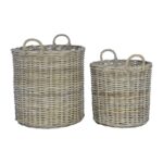 Moana Handwoven Rattan Storage Basket, Set of 2