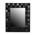 Block Rectangular Recycled Wood Wall Mirror - Image 4