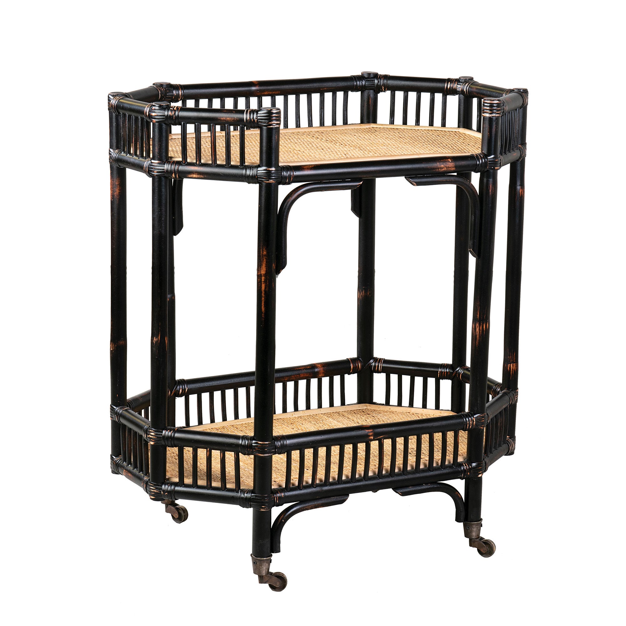 BC-58101-BK_001 Amelia Rattan Bar Cart with Shelf - Image 1