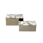 Ava Gold Metal and Agate Box, Set of 2 - Image 7