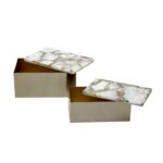 Ava Gold Metal and Agate Box, Set of 2 - Image 8