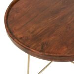 Aria Round Solid Mango Wood Tray Top Coffee Table with Gold Iron Legs - Image 3