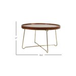 Aria Round Solid Mango Wood Tray Top Coffee Table with Gold Iron Legs - Image 6