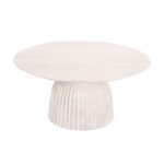 Clara Solid Mango Wood Coffee Table with Scalloped Base