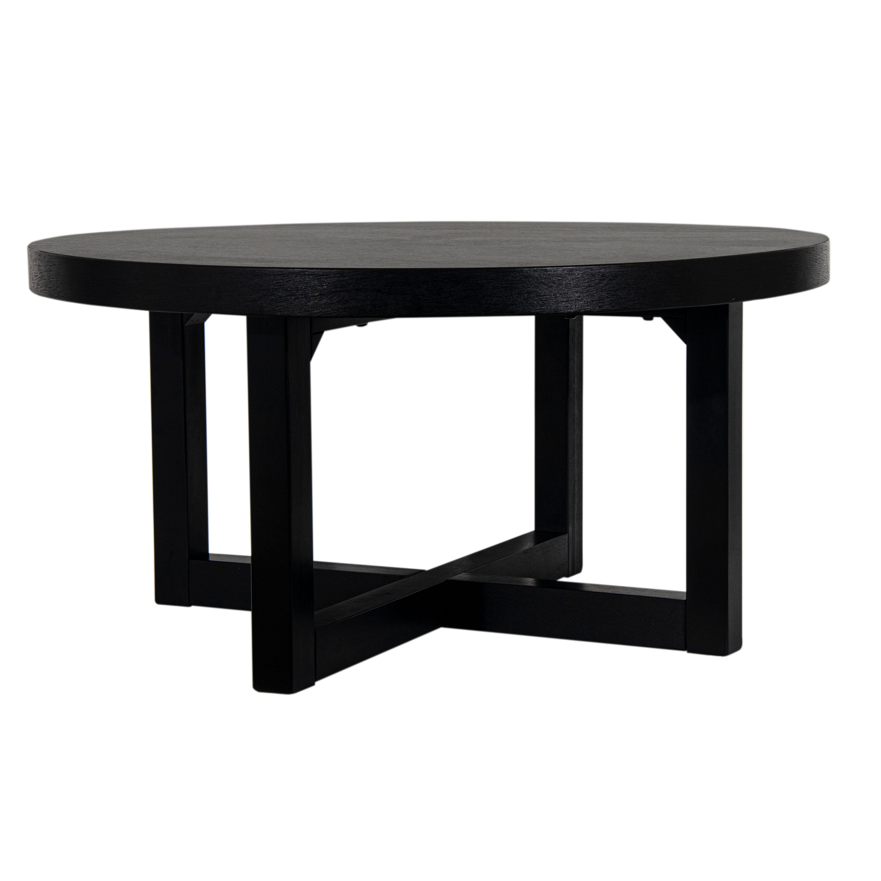 CT-68136-BK_001 Christie Round Bayur Wood Cross-Base Coffee Table - Image 1