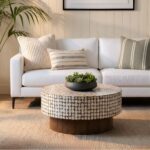 Mila Round Recycled Coconut Shell Pedestal Coffee Table