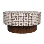 Mila Round Recycled Coconut Shell Pedestal Coffee Table - Image 2