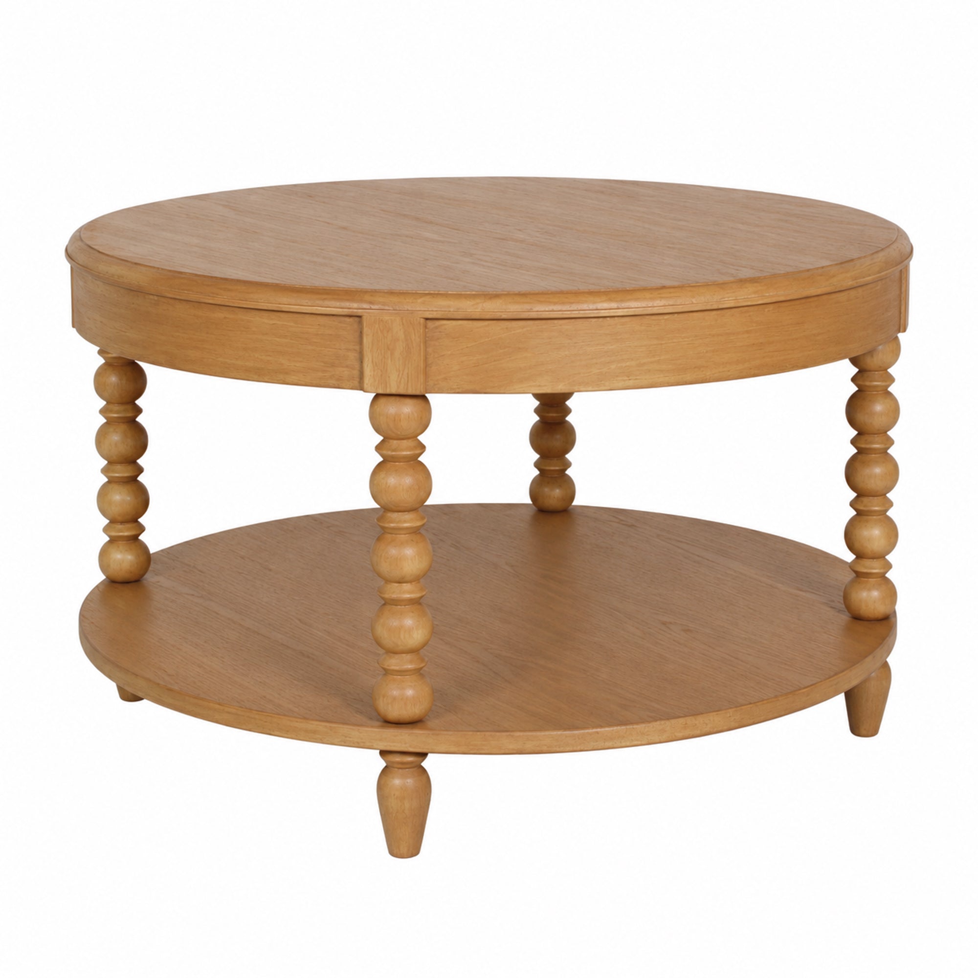 CT-75131-NT_001 Elanor Round Turned Leg Coffee Table With Shelf - Image 1