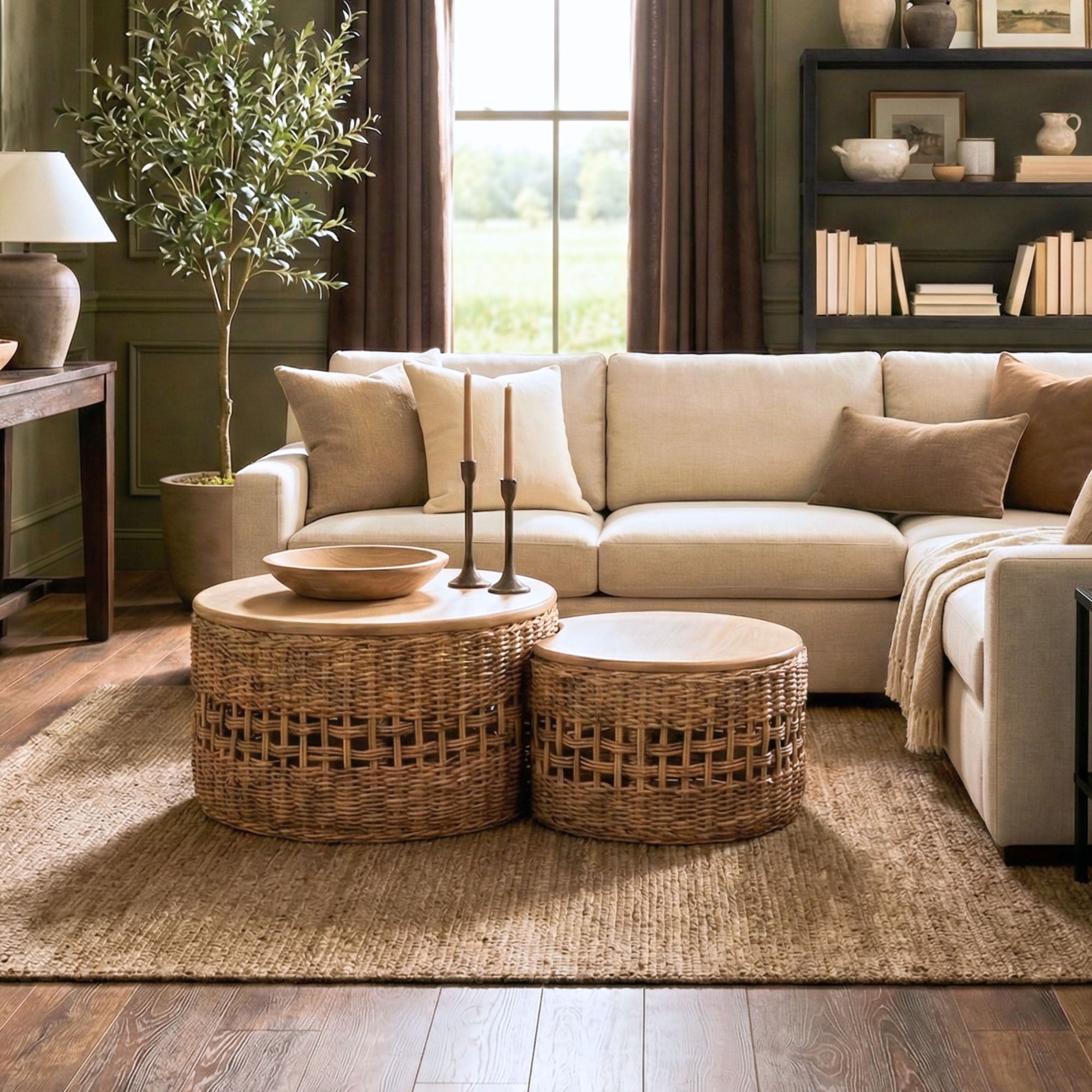 CT2-70228-BD-002-ALL3D Laguna Lattice Weave Storage Coffee Table, Set of 2 - Image 1