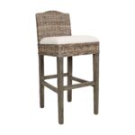 Duvall Handwoven Rattan and Teak Accent Stool
