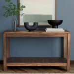 Petter Rectangular Solid Mindi Wood Console Table with Shelf - Image 9