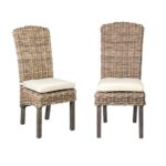 Summitt Handwoven Kubu Rattan Dining Chair, Set of 2