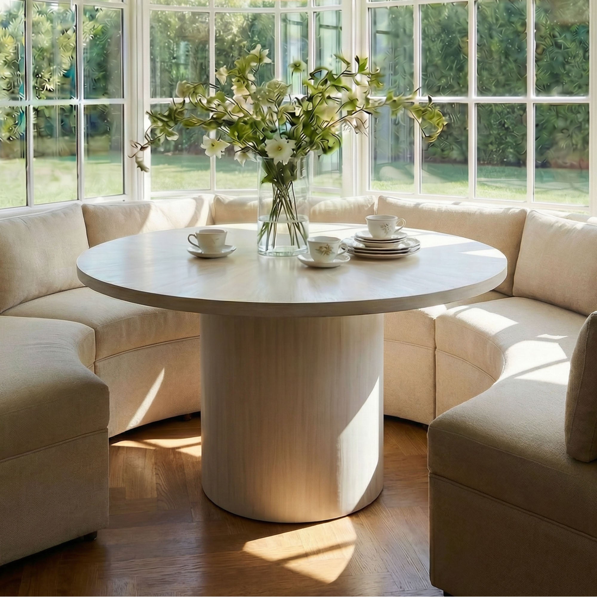 DT-329211-WW-002-ALL3D Bianca Round Solid Mango Wood Dining Table, 48" - Image 1