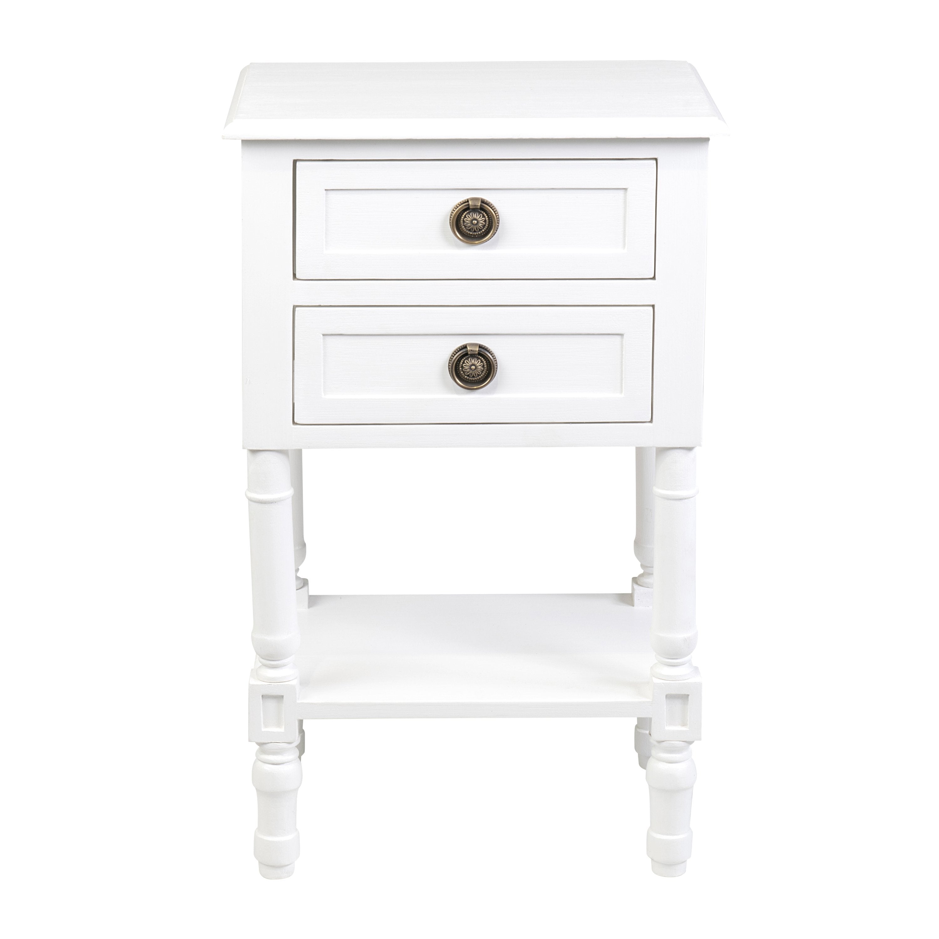 DU-75008-WH_2_330938ea-799a-4f3c-a25d-187e216ad0b3 Nova Hand-Carved Solid Wood 2-Drawer Side Table - Image 1