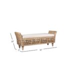 Francine Woven Banana Leaf Upholstered Double Bench - Image 6