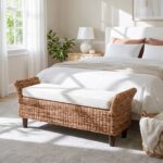 Naomi Handwoven Abaca Upholstered Bench - Image 3