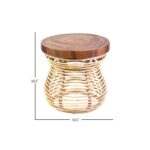 Hannah Woven Raffia and Munggur Wood Side Table - Image 6