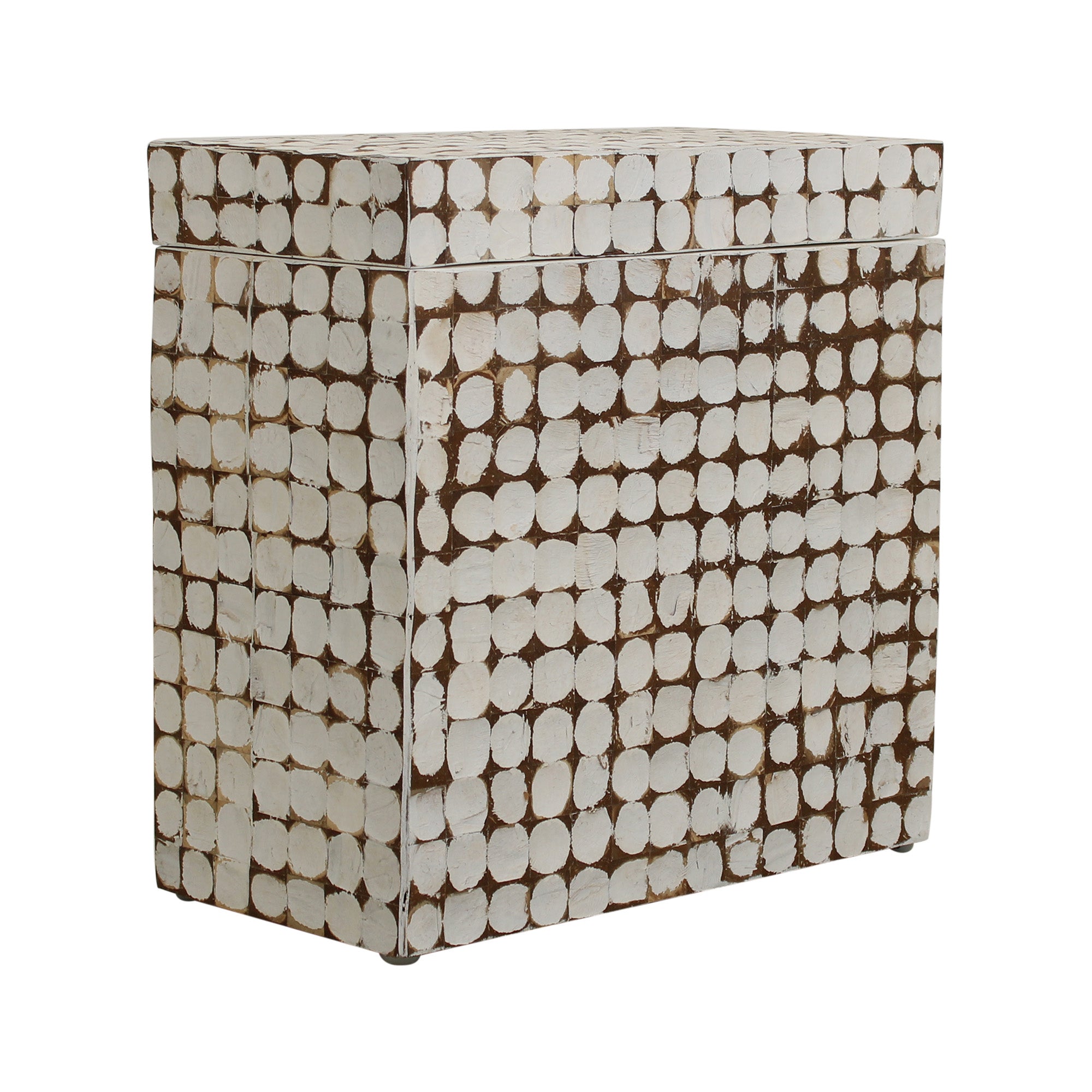 JV-RCS-JT403-WP_001 Juliette Square Recycled Coconut Shell Storage Accent Table - Image 1