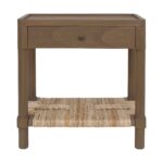 Asura Bayur Wood Nightstand with Woven Rush Shelf - Image 5