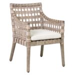 Danae Handwoven Rattan and Mahogany Accent Chair