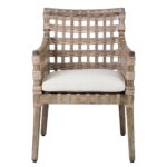 Danae Handwoven Rattan and Mahogany Accent Chair - Image 4
