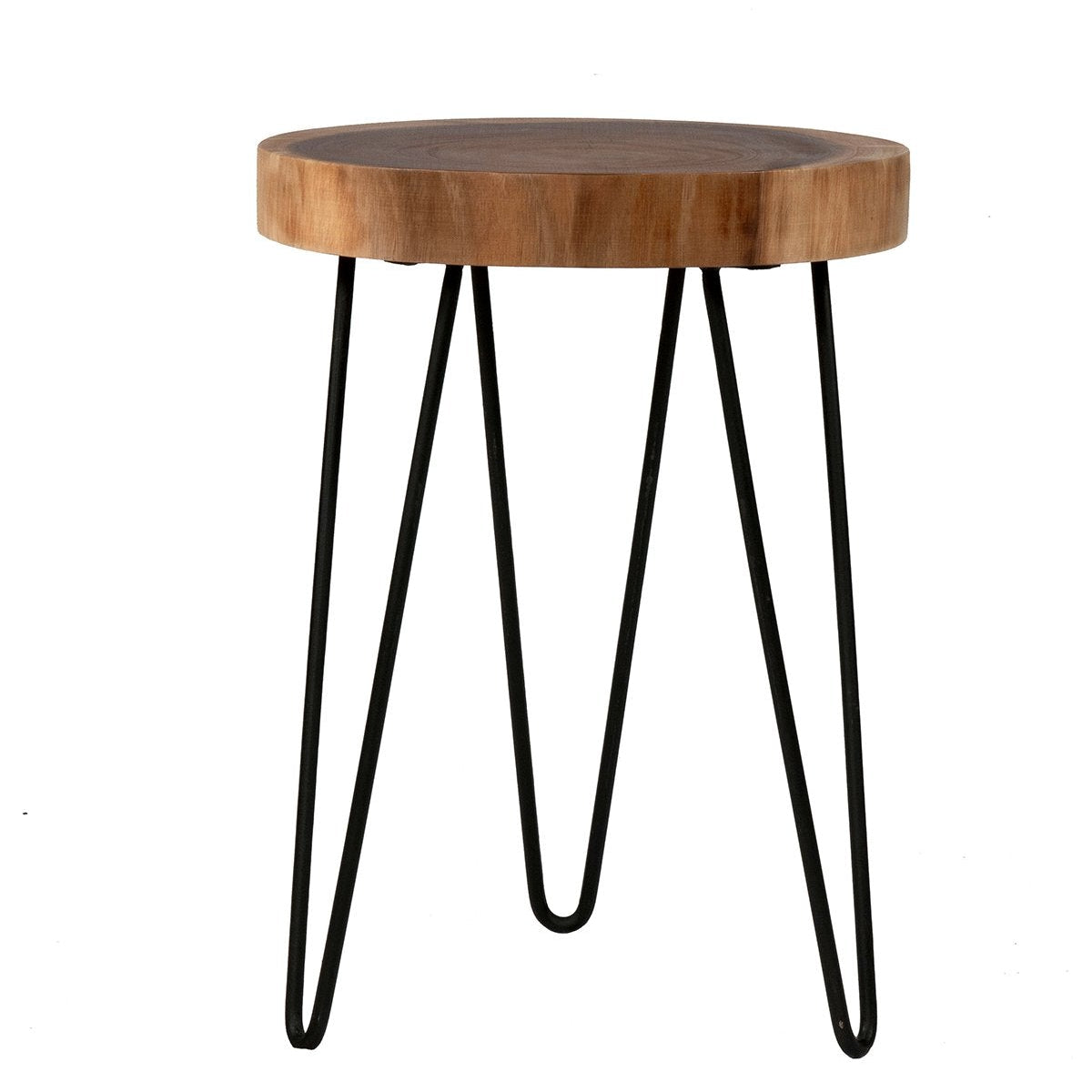 OR-NTR512 Kai Teak Wood Slab Accent Table with Metal Hairpin Legs - Image 1
