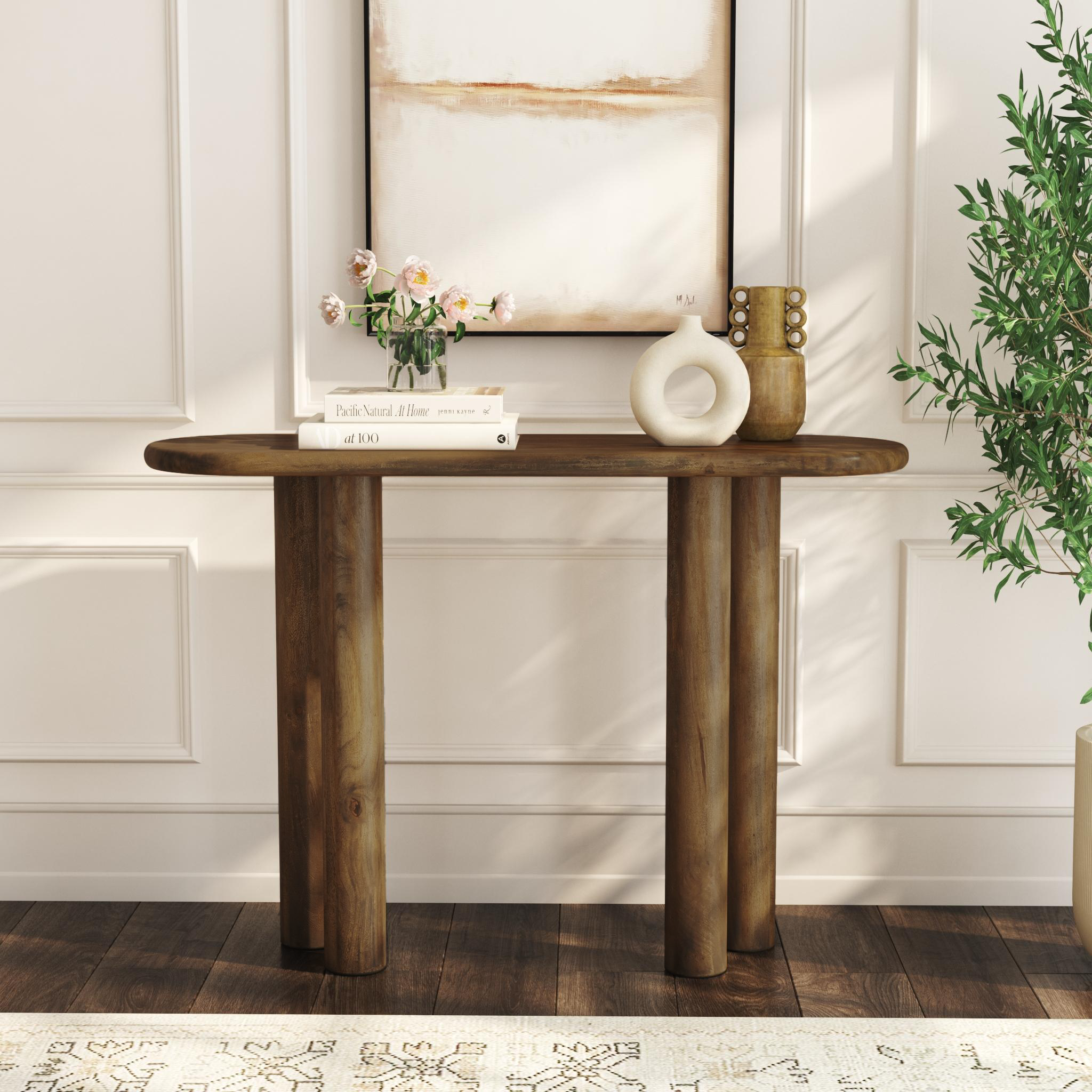 OT-32603-MABR_002-All3D_d67f97f5-d223-4d4c-b1be-9d6ba93aaafd Felix Four Column Solid Wood Console Table - Image 1