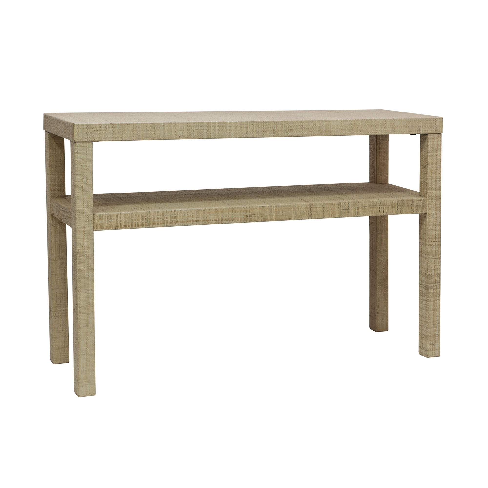 OT-68RA52-NT_001 Riley Rectangular Raffia Wrapped Console Table with Shelf - Image 1