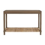 Asura Bayur Wood Console Table with Woven Rush Shelf - Image 4