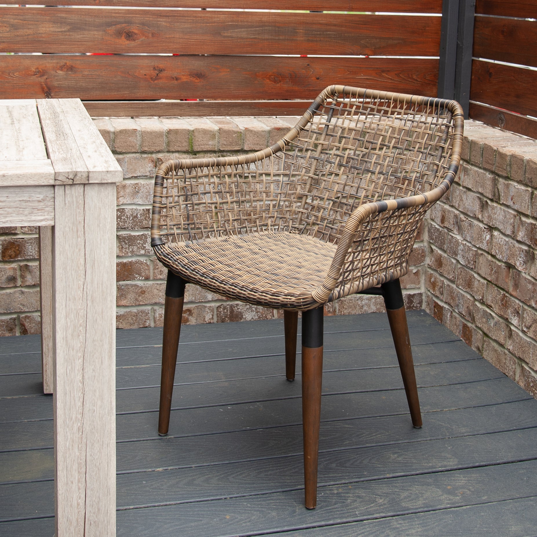 OU-54321-BR_1 Claude Woven Rattan Outdoor Accent Chair - Image 1