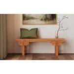 Delia Hand-Carved Solid Wood Bench - Image 2