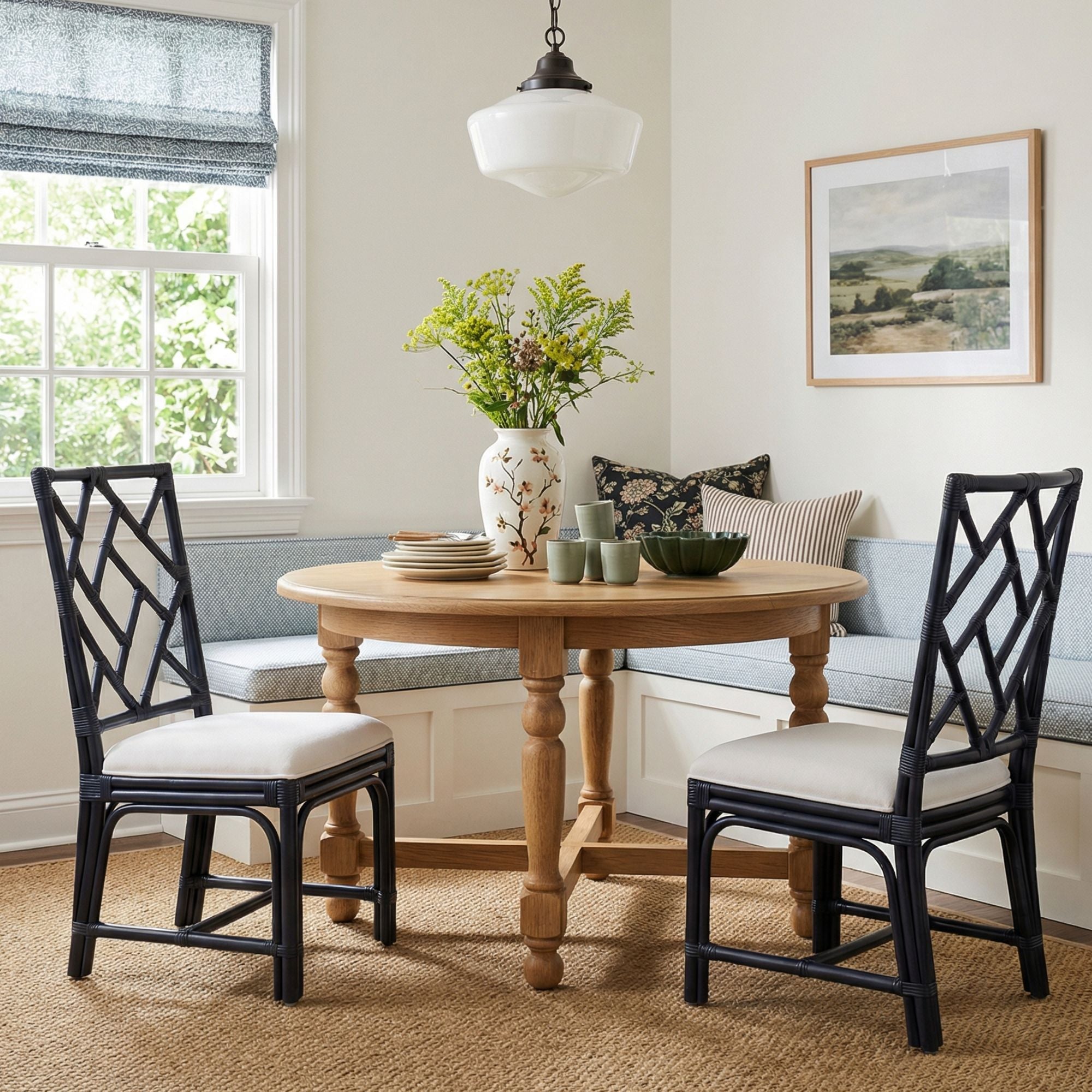SC-73101-NV Stacie Rattan Lattice Back Dining Chair, Set of 2 - Image 1