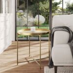 Eros Antique Brass Tray Top Accent Table - Image 2