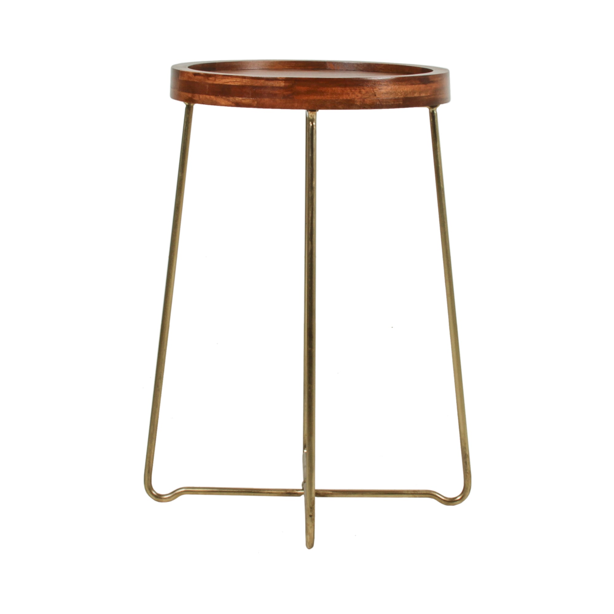 ST-3181919-NTGD_001 Aria Solid Mango Wood Tray Top Side Table with Brass Legs - Image 1
