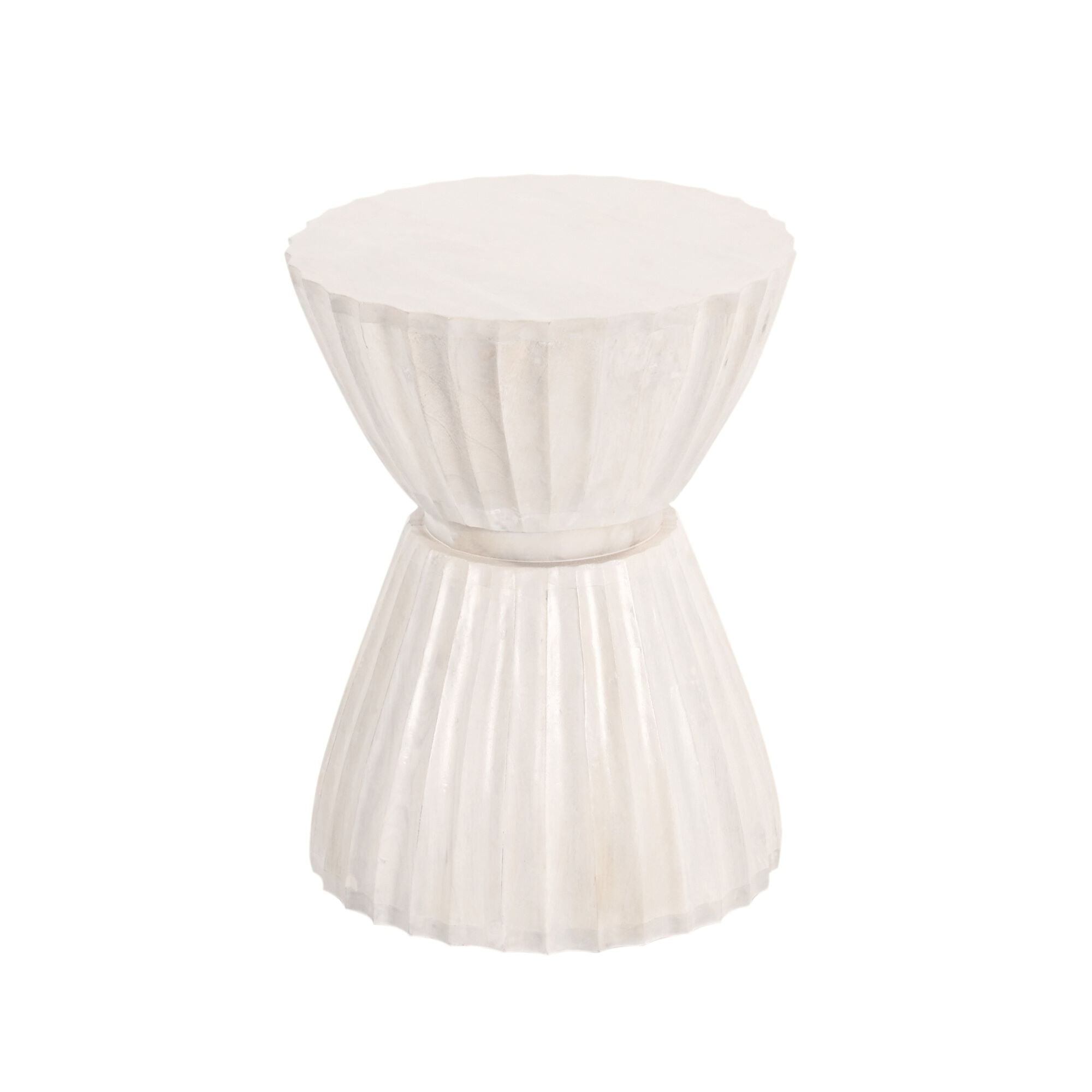 ST-32602-MAWH_001 Clara Hourglass Solid Mango Wood Scalloped Accent Table - Image 1