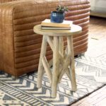 Eli Hand-Carved Solid Wood Side Table with Twig Base - Image 8