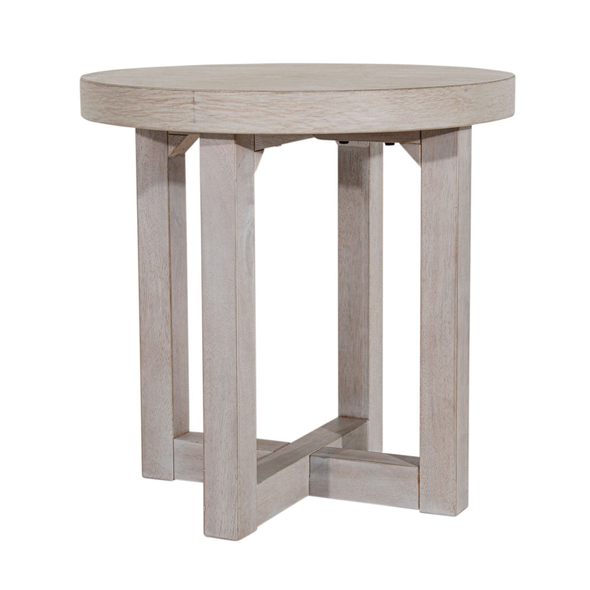 ST-68522-WH_001 Christie Round Bayur Wood Cross-Base Side Table - Image 1