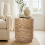 Naomi Round Handwoven Abaca Accent Table - Image 2