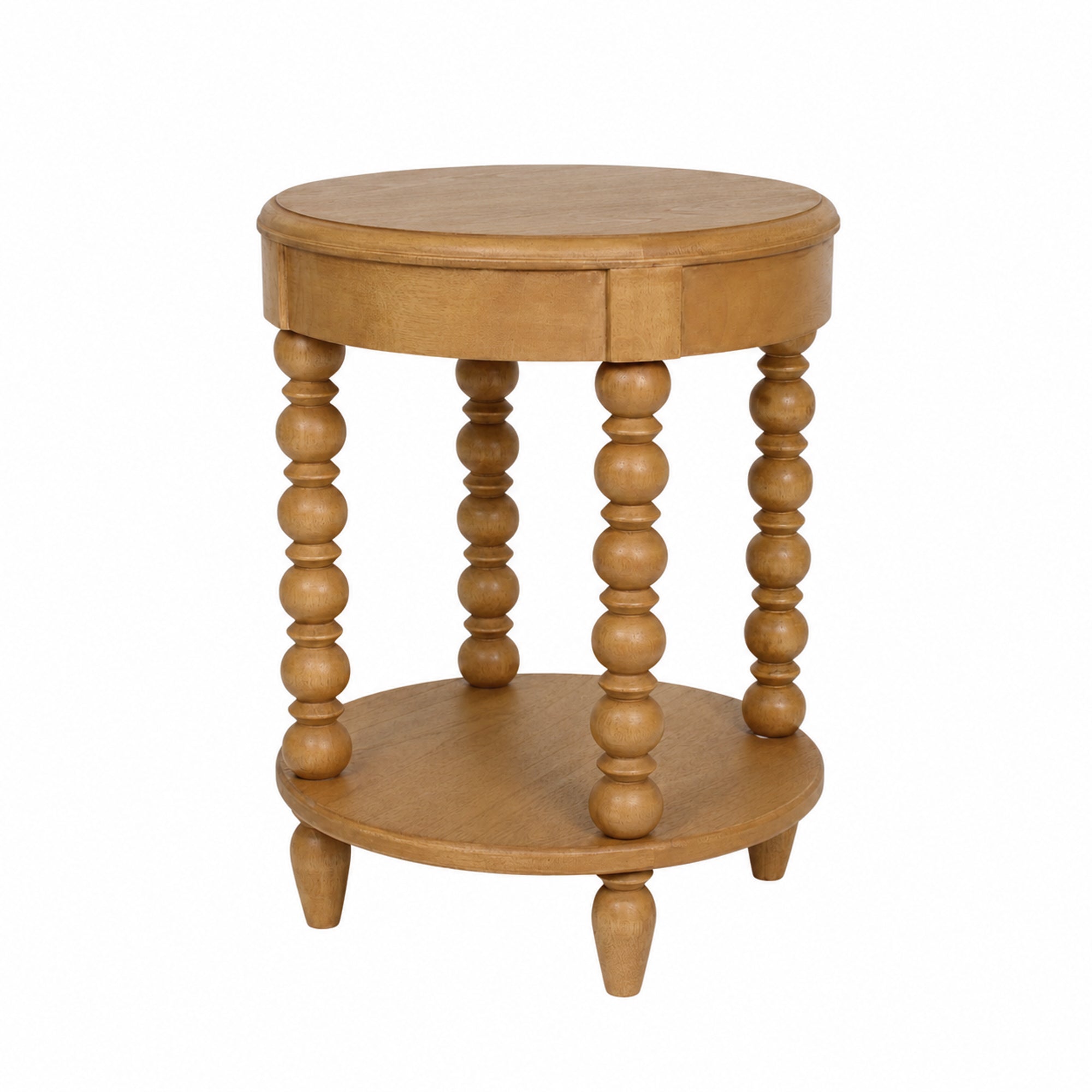 ST-75242-NT_001 Elanor Round Turned Leg Side Table With Shelf - Image 1