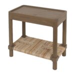 Asura Bayur Wood Side Table with Woven Rush Shelf