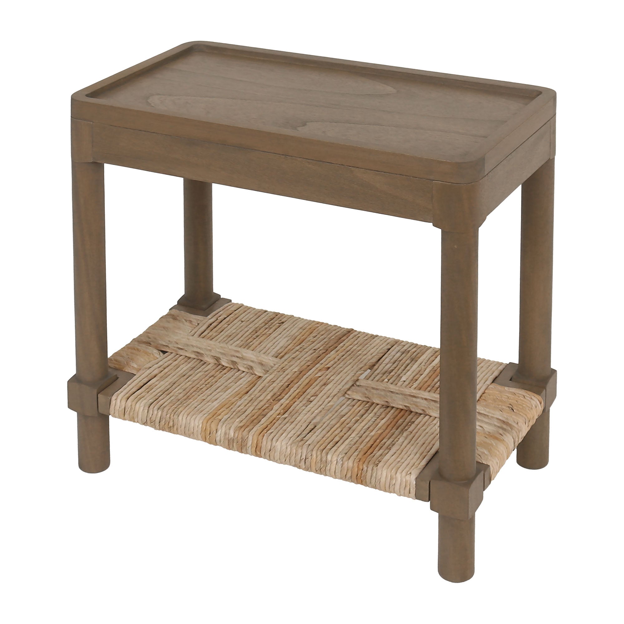ST-75600-CBR_001 Asura Bayur Wood Side Table with Woven Rush Shelf - Image 1