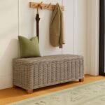 Daria Handwoven Abaca Upholstered Storage Bench - Image 12