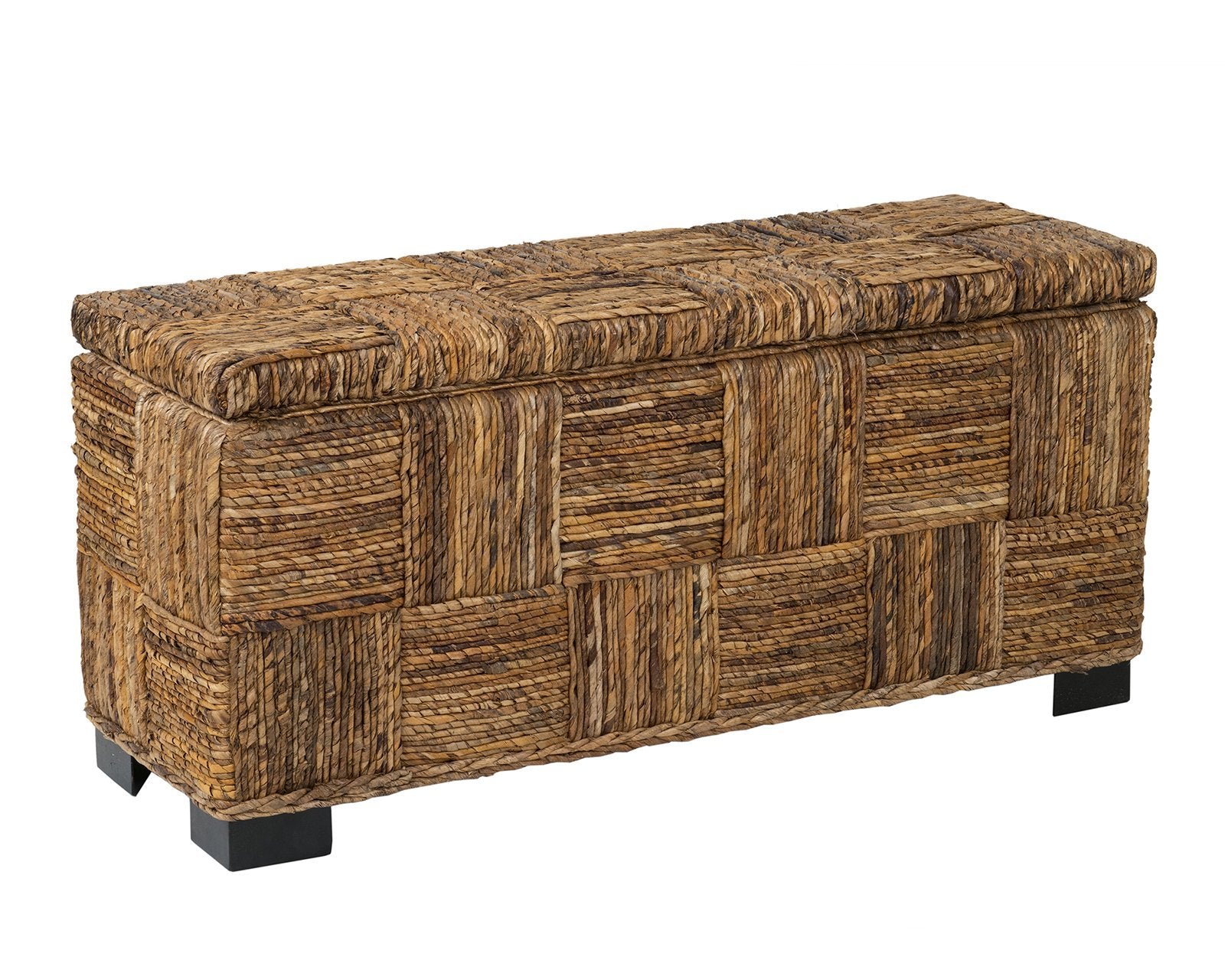 SY-MR401 Daria Handwoven Abaca Upholstered Storage Bench - Image 1