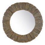 Sali Recycled Teak Wood Wall Mirror, 31"