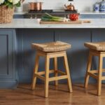 Joyce Swivel Solid Teak and Woven Abaca Counter Stool - Image 6