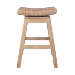 Joyce Swivel Solid Teak and Woven Abaca Counter Stool - Image 9