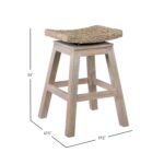 Joyce Swivel Solid Teak and Woven Abaca Counter Stool - Image 13