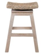 Joyce Swivel Solid Teak and Woven Abaca Counter Stool - Image 3