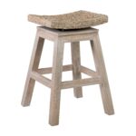 Joyce Swivel Solid Teak and Woven Abaca Counter Stool